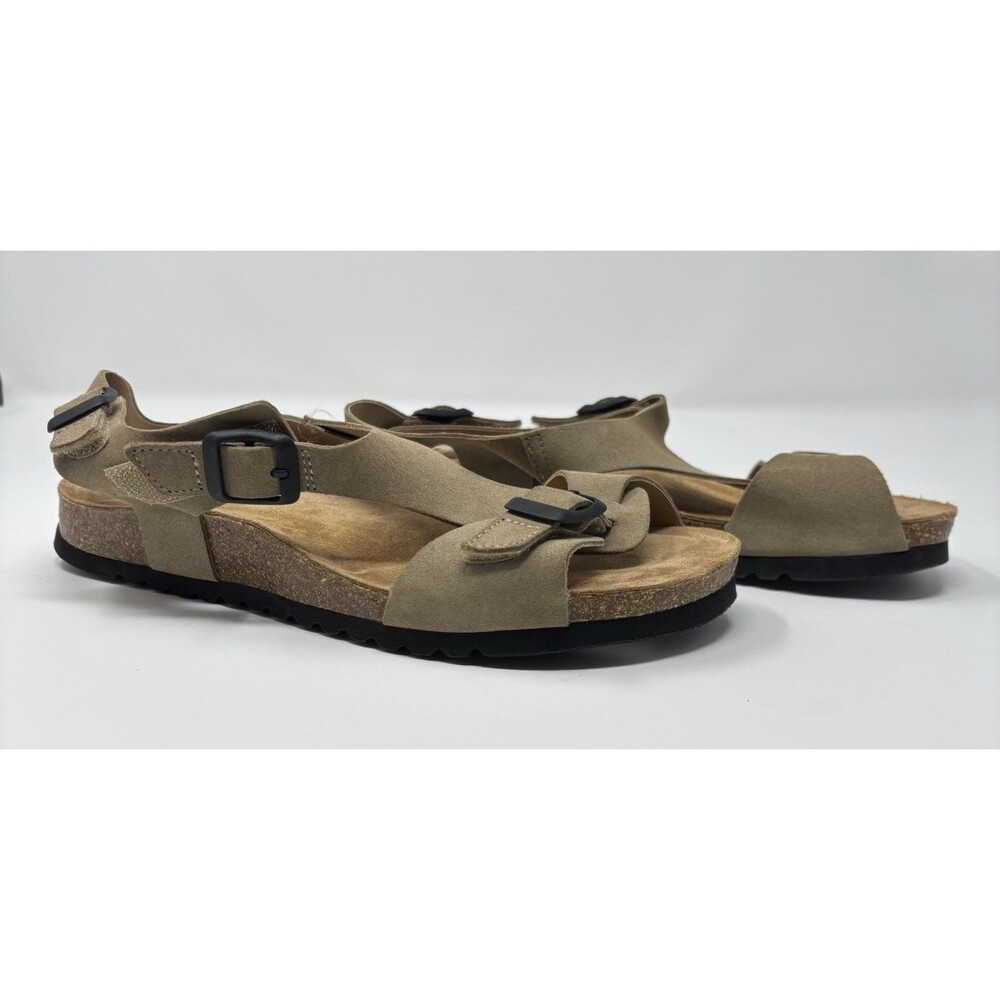 Taos MVP Sandals Women’s Size 9 Suede Cork Footbed Oat Beige Walking Travel - Picture 2 of 7